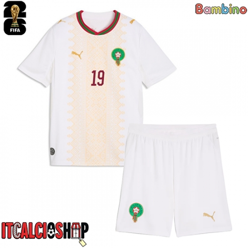 Marocco Youssef En-Nesyri #19 Seconda Maglia Bambino Mondiali 2026 Manica Corta (+ Pantaloni corti)